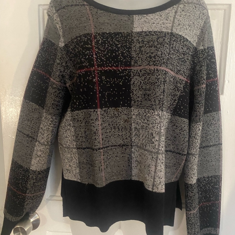 Rag & Bonr Plaid Patterned Women's Sweater - Black and Gray